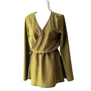 Altar’d State Gold Olive Sparkly Evening Romper SIZE LARGE